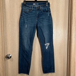 Old Navy Power Straight Ankle Distressed Jeans